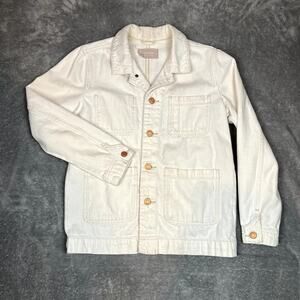 Everlane Denim Chore Jacket Womens XS Ivory Patina Organic Cotton Minimalist